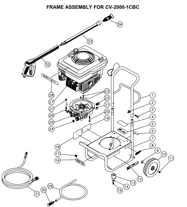 MITM CV-2000 pressure washer replacement parts